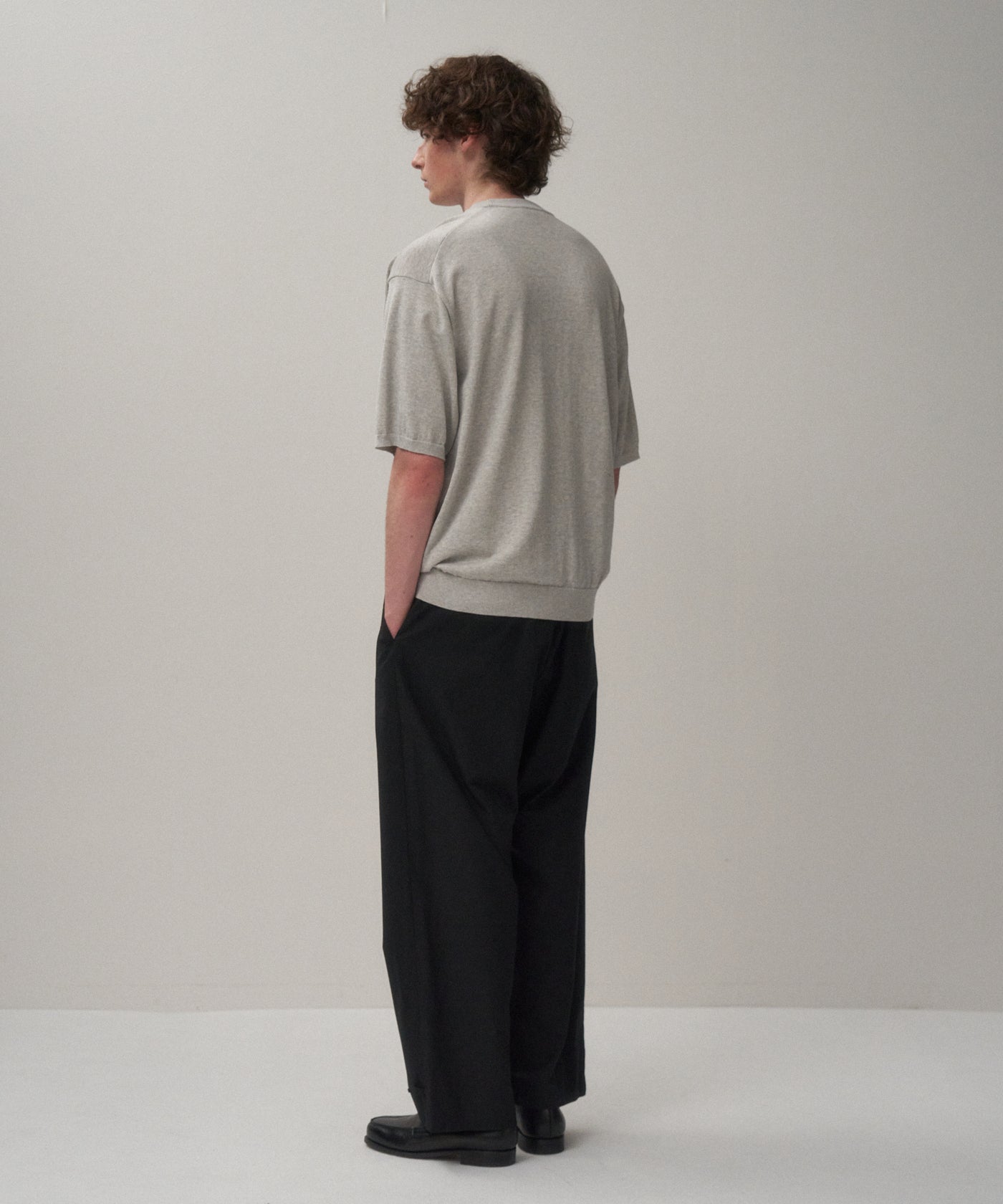 COTTON WASHI KNIT | HALF SLEEVE CREW NECK SWEATER – ATON | エイトン