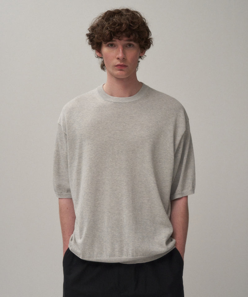 COTTON WASHI KNIT | HALF SLEEVE CREW NECK SWEATER – ATON | エイトン COTTON WASHI KNIT | HALF SLEEVE CREW NECK SWEATER – ATON | エイトン