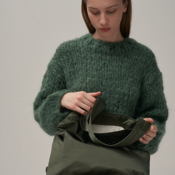  ニットトップ ミネラルグリーン HAND KNIT | OVERSIZED PULLOVER – ATON | エイトン