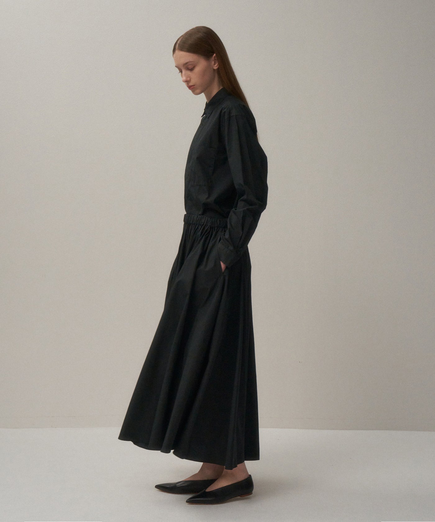 NATURAL DYED COTTON LAWN | GATHERED SKIRT – ATON | エイトン