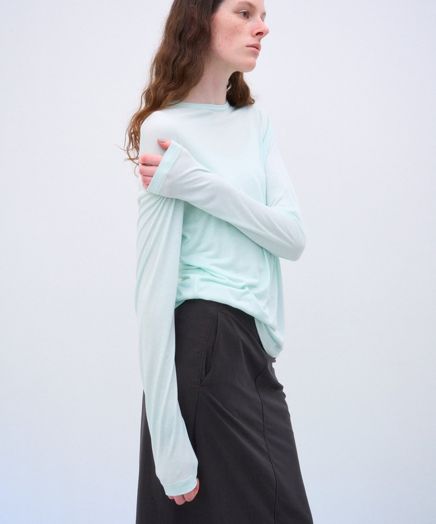 ATON MODAL SILK JERSEY | シルク混プルオーバーM絹 MODAL SILK JERSEY | CREW NECK PULLOVER – ATON | エイトン