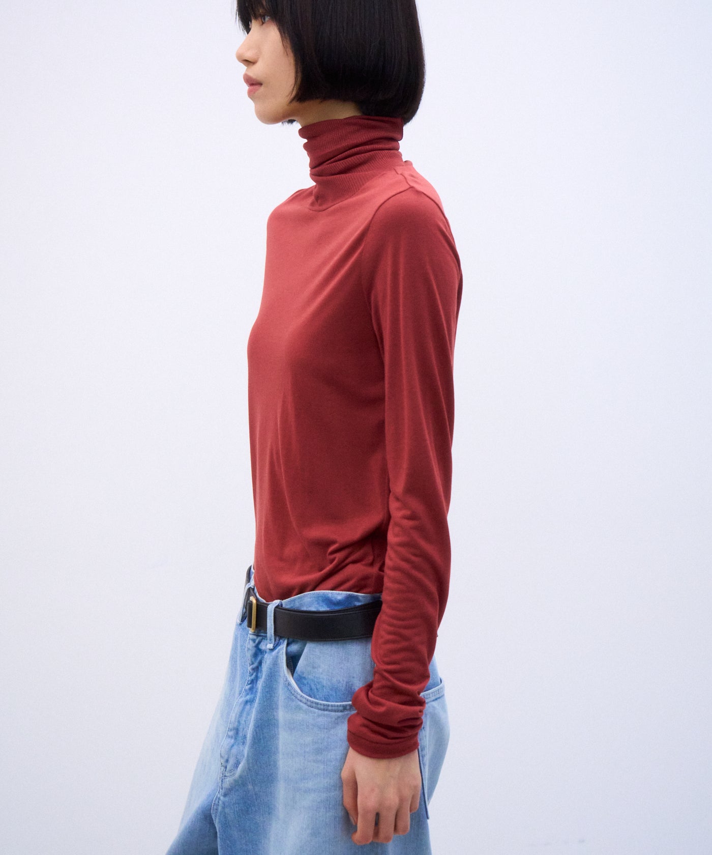 MODAL SILK JERSEY | TURTLE NECK PULLOVER – ATON | エイトン