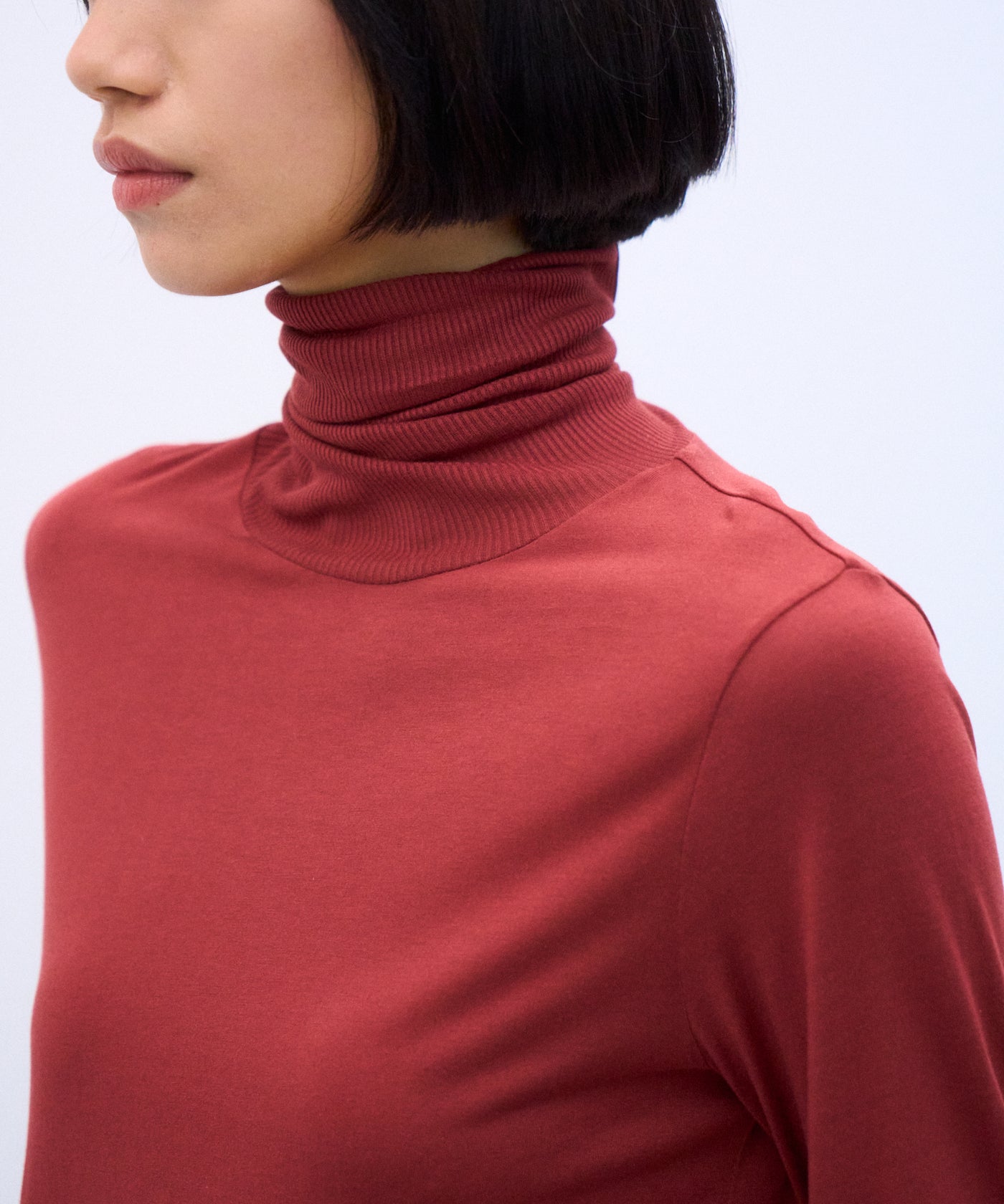 MODAL SILK JERSEY | TURTLE NECK PULLOVER – ATON | エイトン