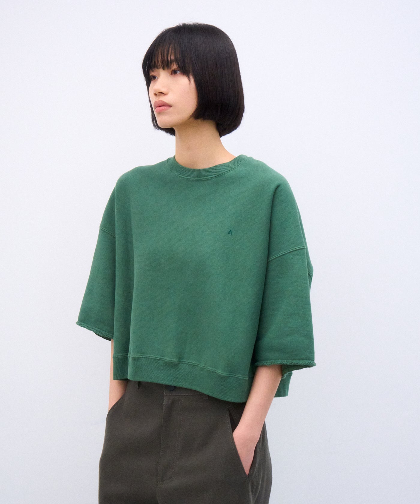 NATURAL DYED URAKE | OVERSIZED HALF SLEEVE SWEAT – ATON | エイトン