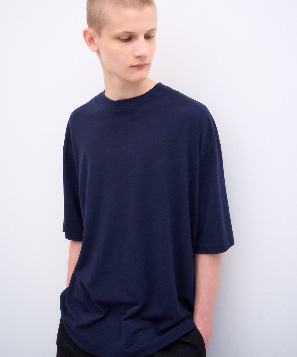ROYAL WOOL JERSEY | LOOSE FIT T-SHIRT – ATON | エイトン
