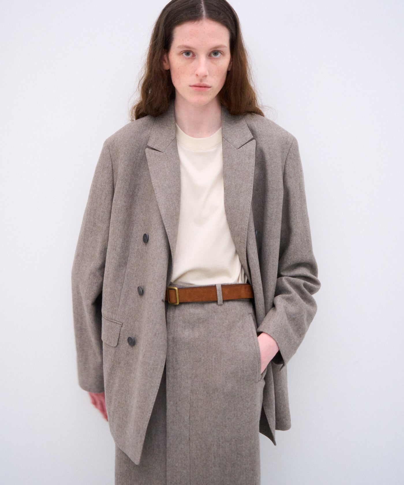 R*T様  peak グレー コットンジャケット M LINEN WOOL TWEED | DOUBLE BREASTED JACKET – ATON | エイトン