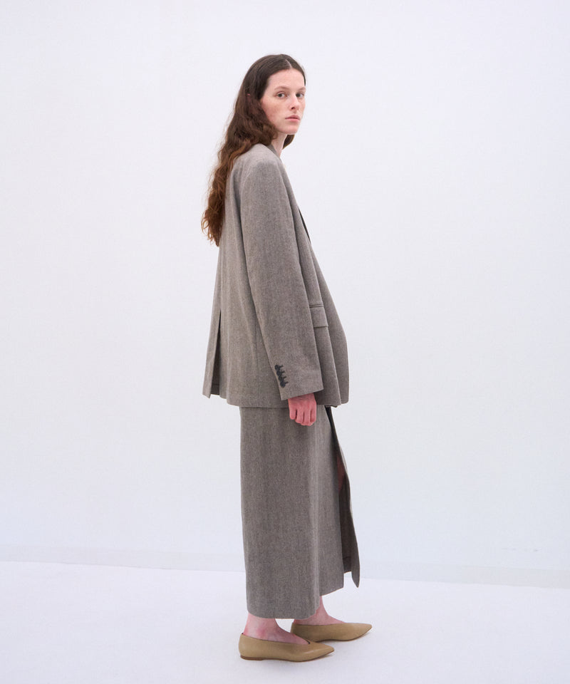 LINEN WOOL TWEED | DOUBLE BREASTED JACKET – ATON | エイトン