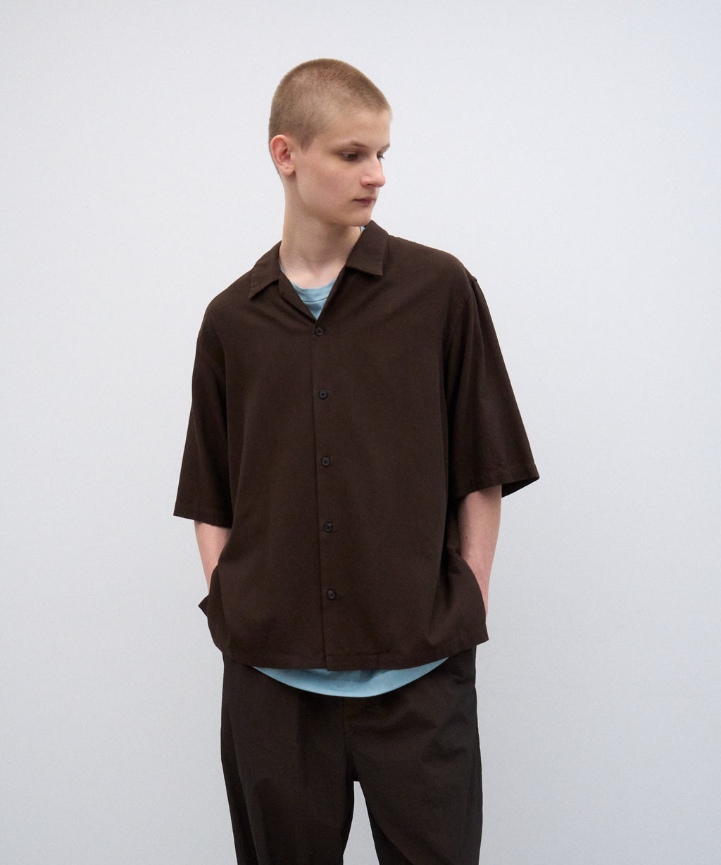 COTTON SILK VIERA | OPENCOLLAR HARF SLEEVE SHIRT – ATON | エイトン