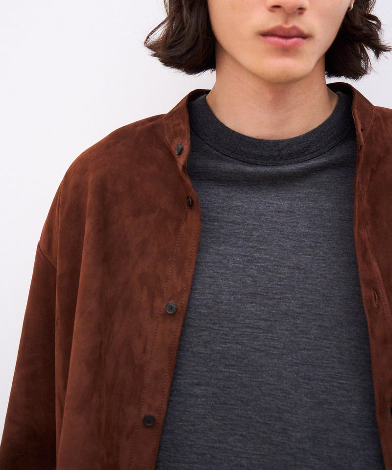 LAMB SUEDE | BAND COLLAR SHIRT – ATON | エイトン