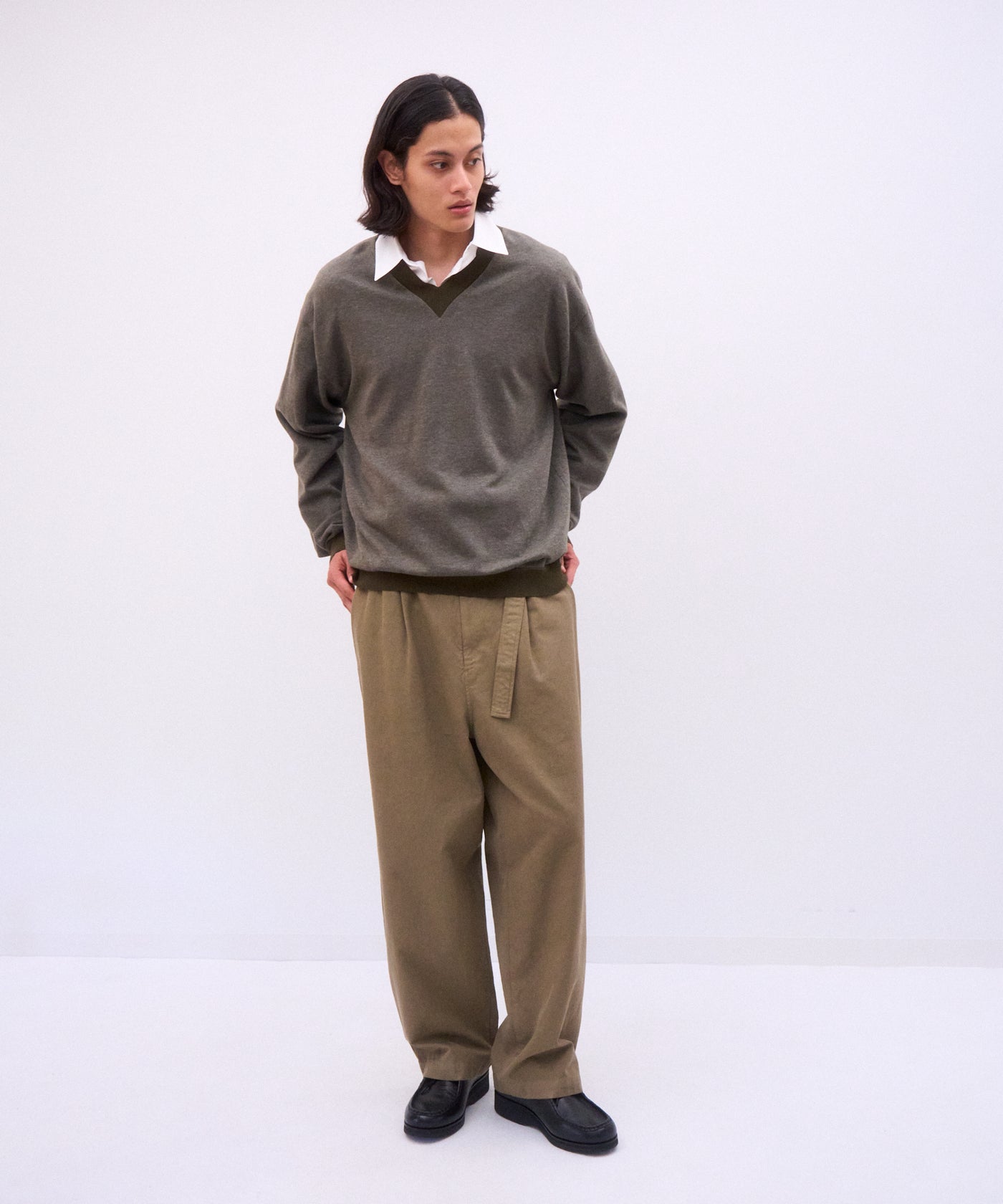 COTTON CASHMERE JACQUARD | V-NECK SWEATER – ATON | エイトン
