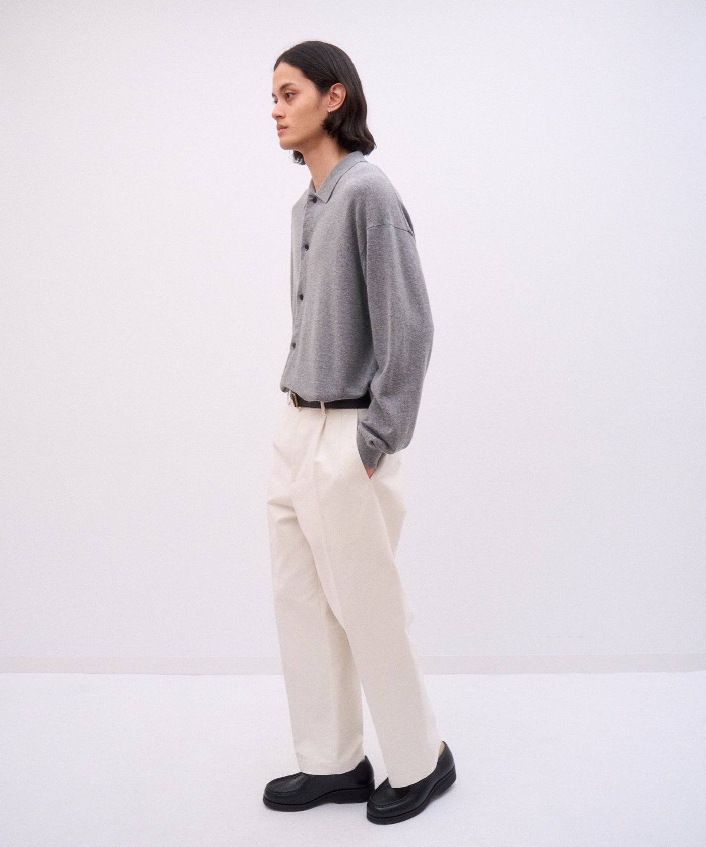 COTTON YAK KNIT | POLO CARDIGAN – ATON | エイトン