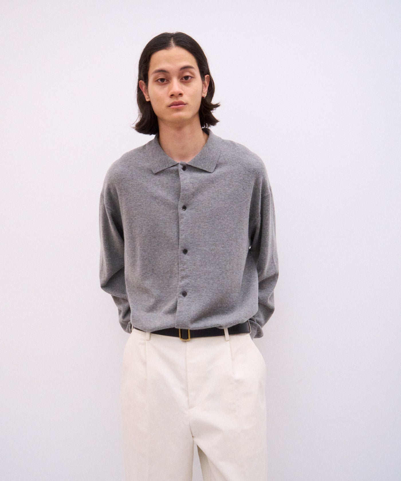 COTTON YAK KNIT | POLO CARDIGAN – ATON | エイトン