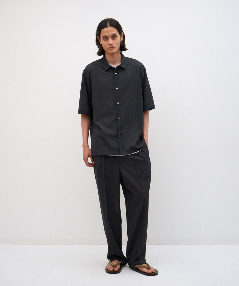 ATON ブラック 半袖シャツ　ウール　サイズ4 TWIST WOOL GAUZE | HARF SLEEVE SHIRT – ATON | エイトン
