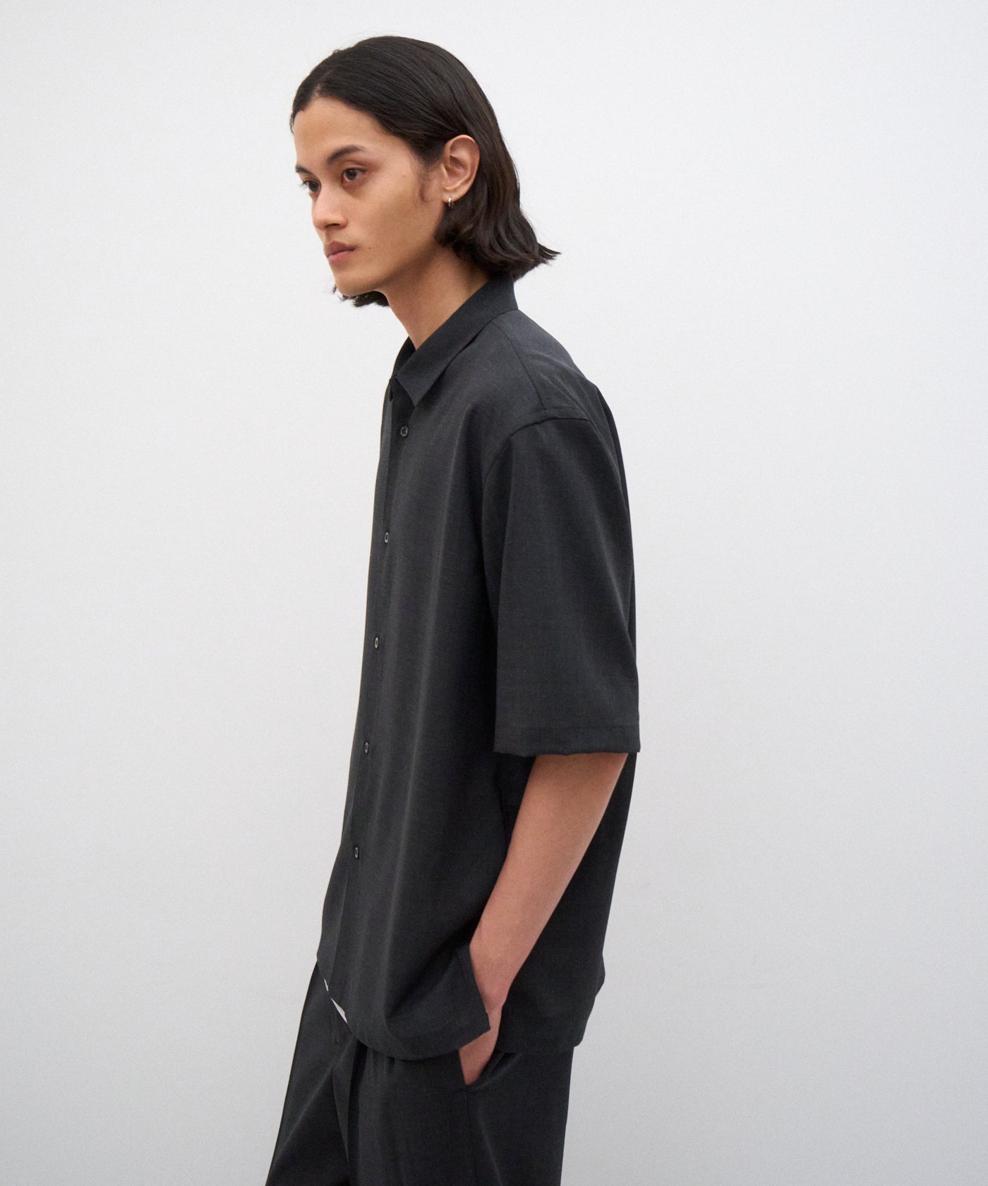 TWIST WOOL GAUZE | HARF SLEEVE SHIRT – ATON | エイトン