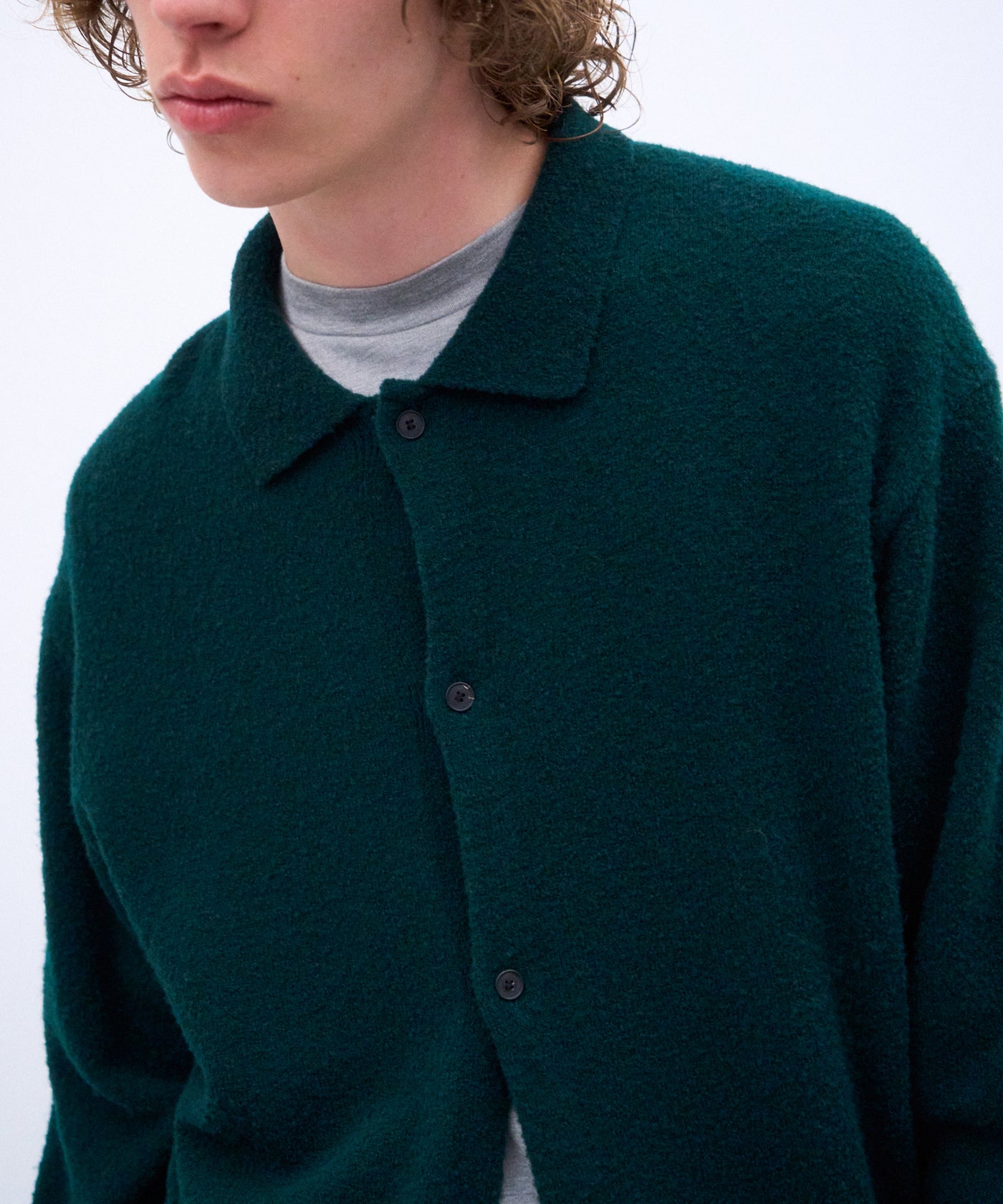 WOOL MINI BOUCLE | POLO CARDIGAN – ATON | エイトン