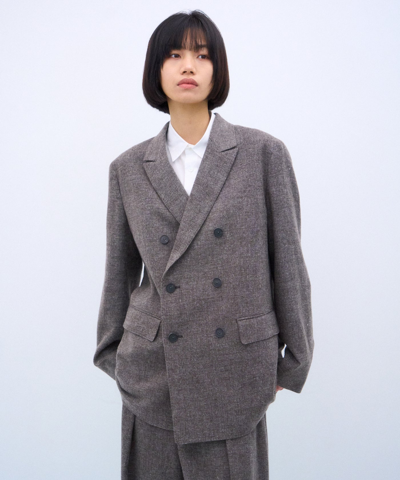 LINEN WOOL TWEED | DOUBLE BREASTED JACKET – ATON | エイトン
