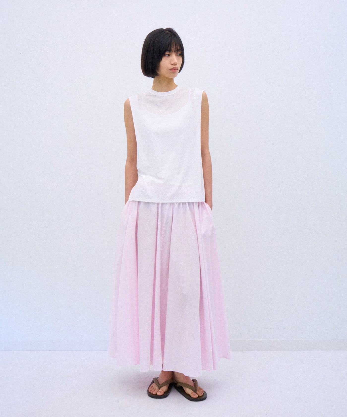 NATURAL DYED COTTON LAWN | GATHERED SKIRT – ATON | エイトン
