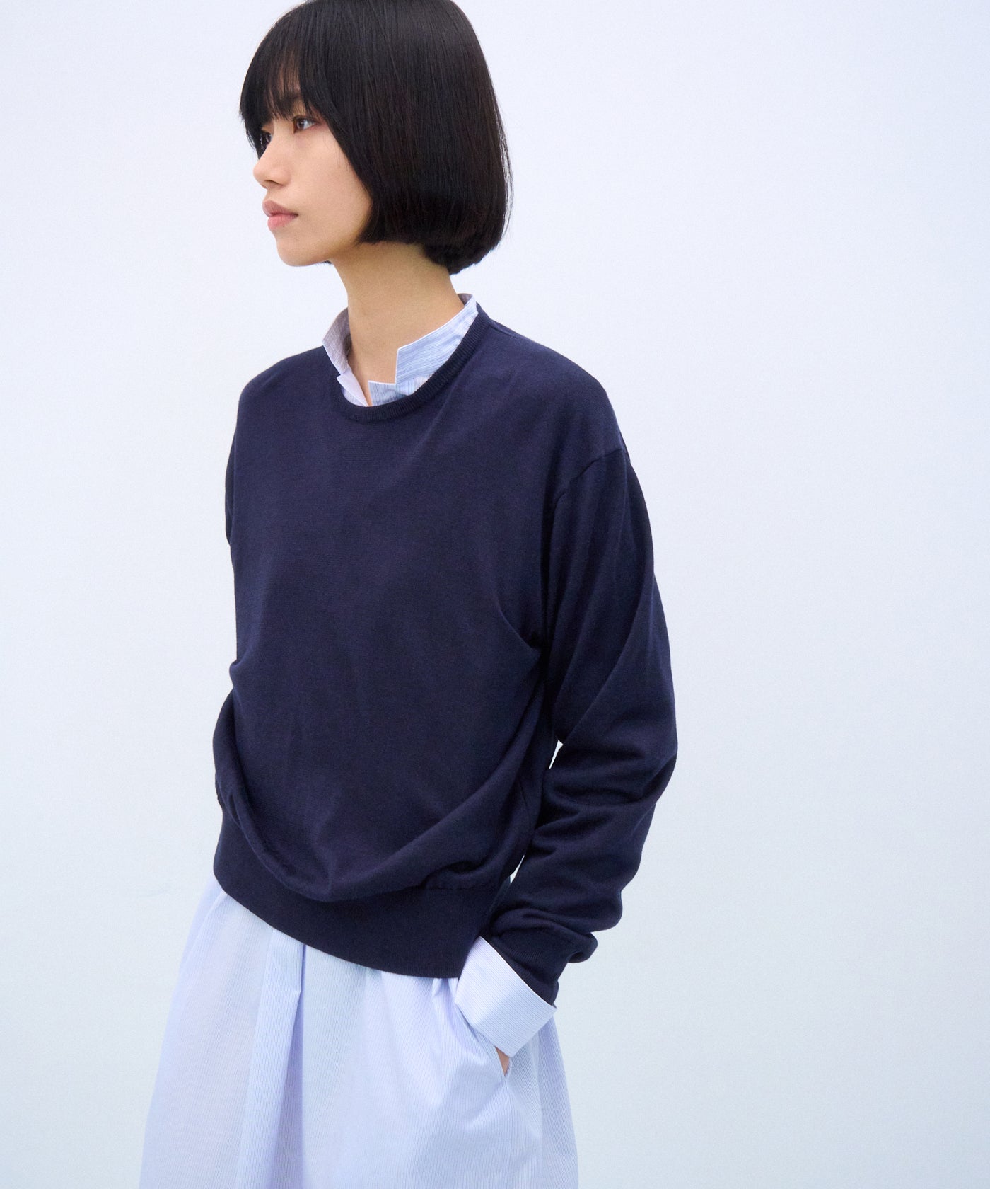SILK SUEDE KNIT | CREW NECK SWEATER – ATON | エイトン