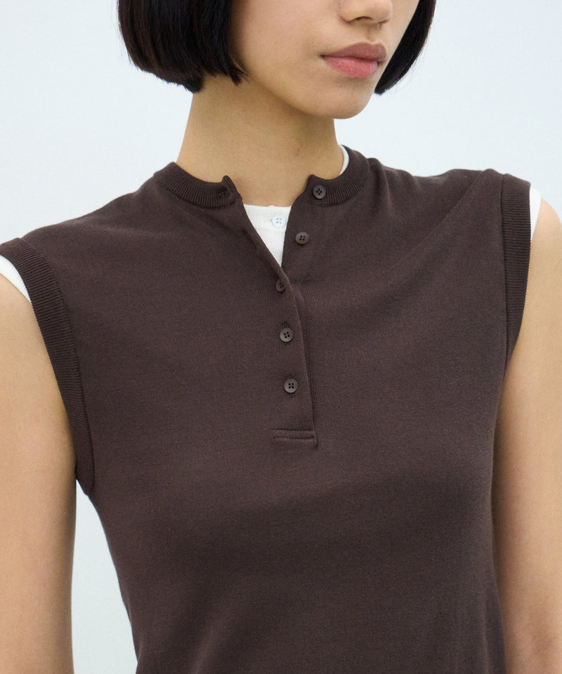 FRESCA CIRCULAR RIB | HENLEY NECK PULLOVER – ATON | エイトン