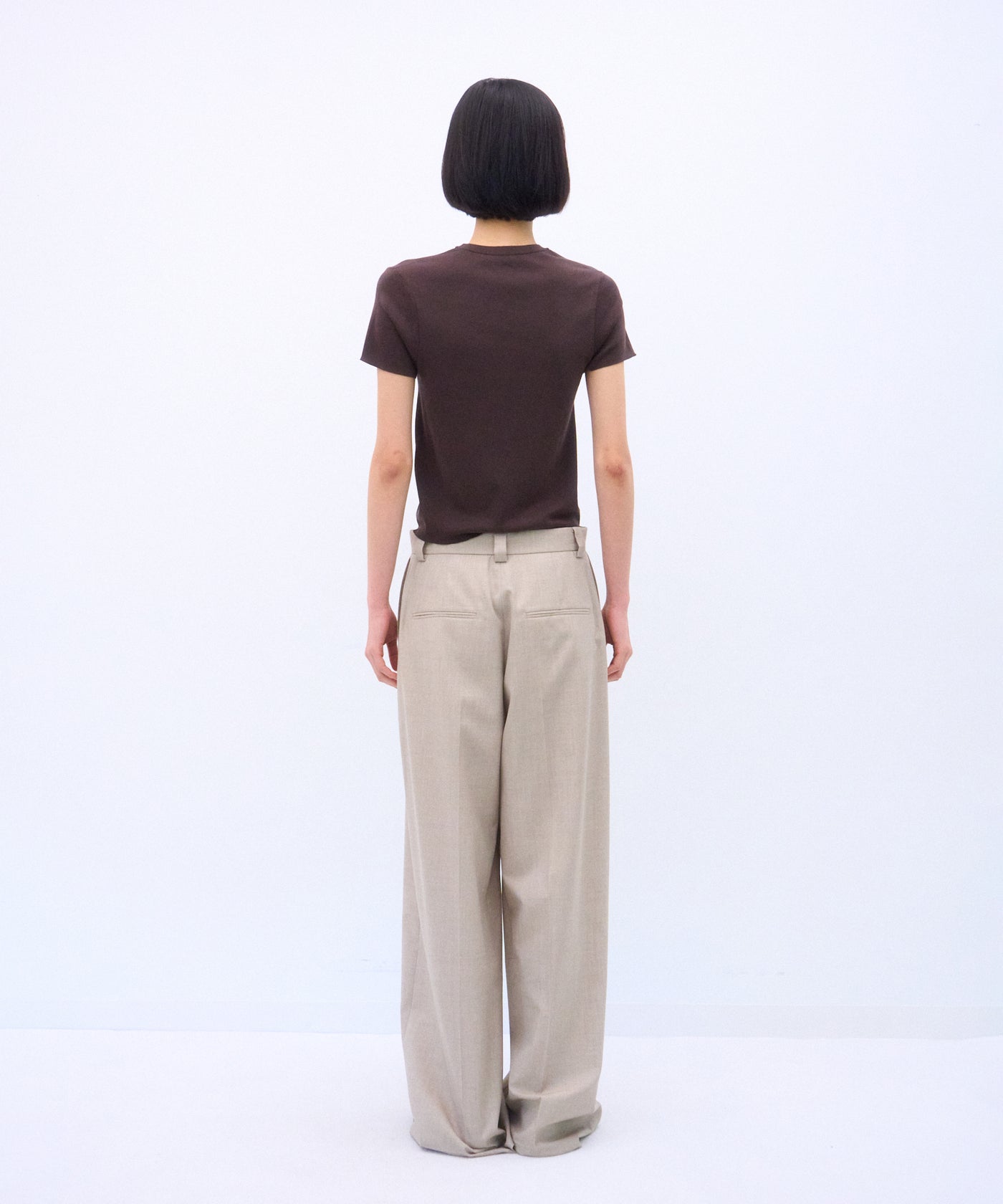 WOOL SILK TWILL | TUCKLESS WIDE PANTS – ATON | エイトン