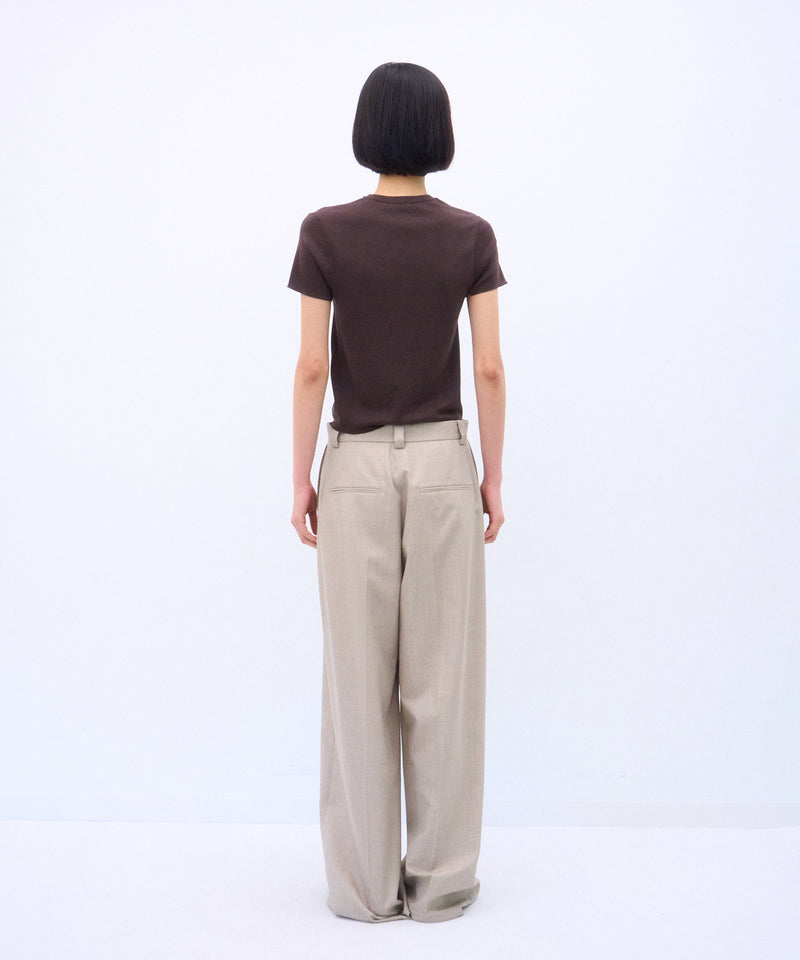 WOOL SILK TWILL | TUCKLESS WIDE PANTS – ATON | エイトン