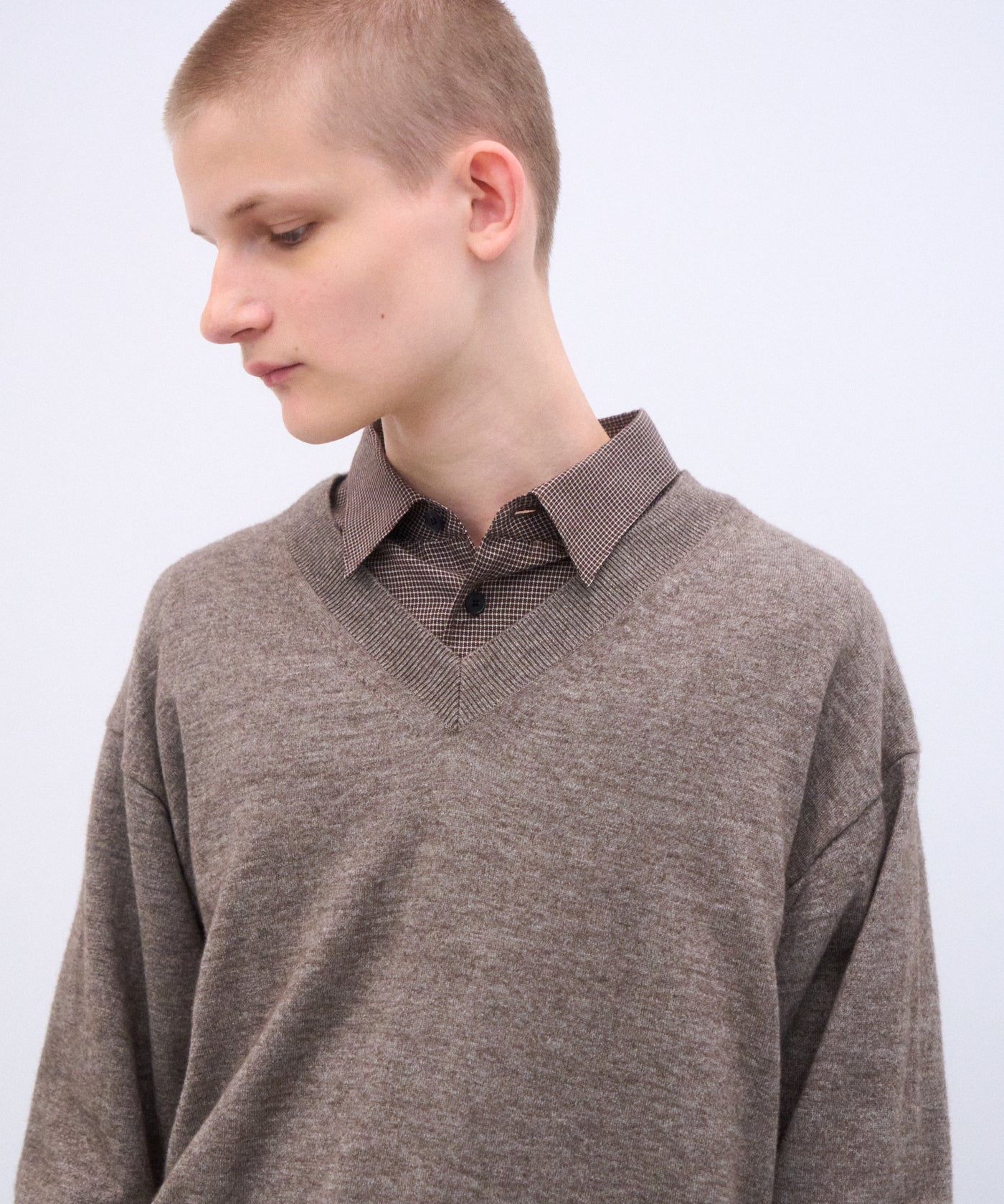 ATON エイトン WOOL WASHI Ｖネック COTTON YAK KNIT | V-NECK SWEATER – ATON | エイトン