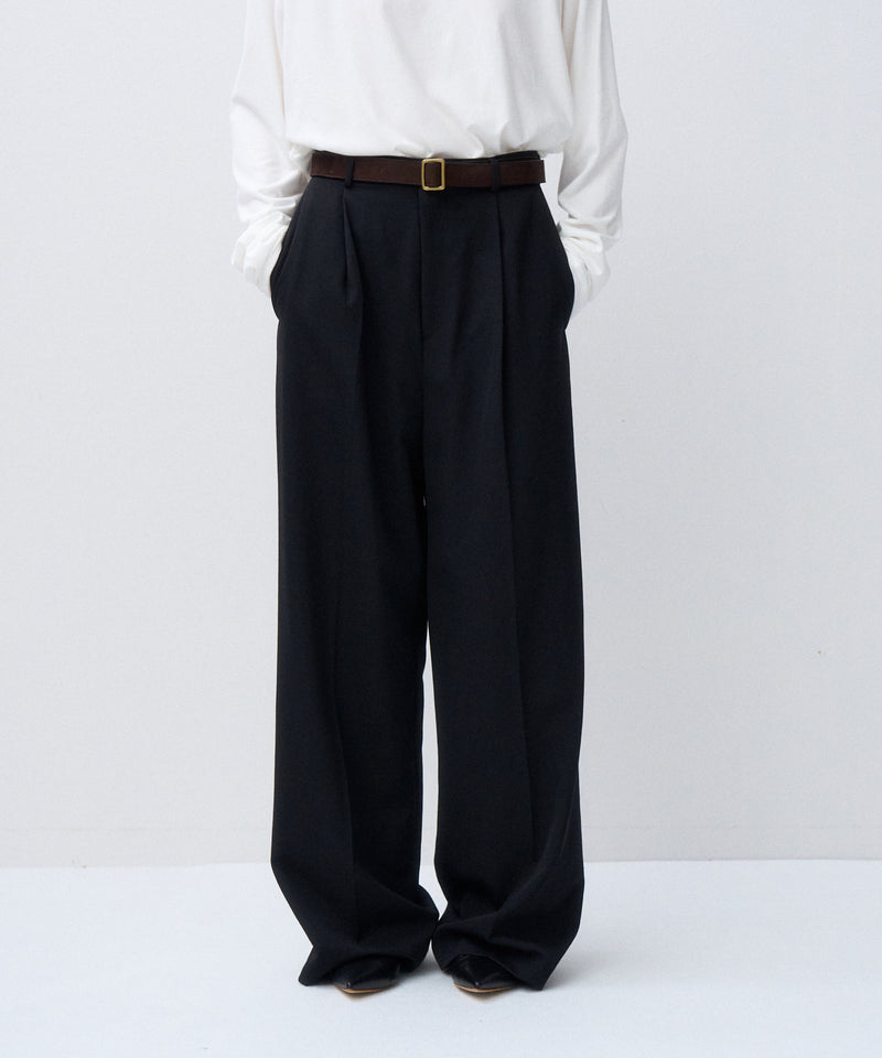 パンツ ATON Wool Gabardine Two-Tuck Wide Slacks WOOL GABARDINE | WIDE PANTS – ATON | エイトン