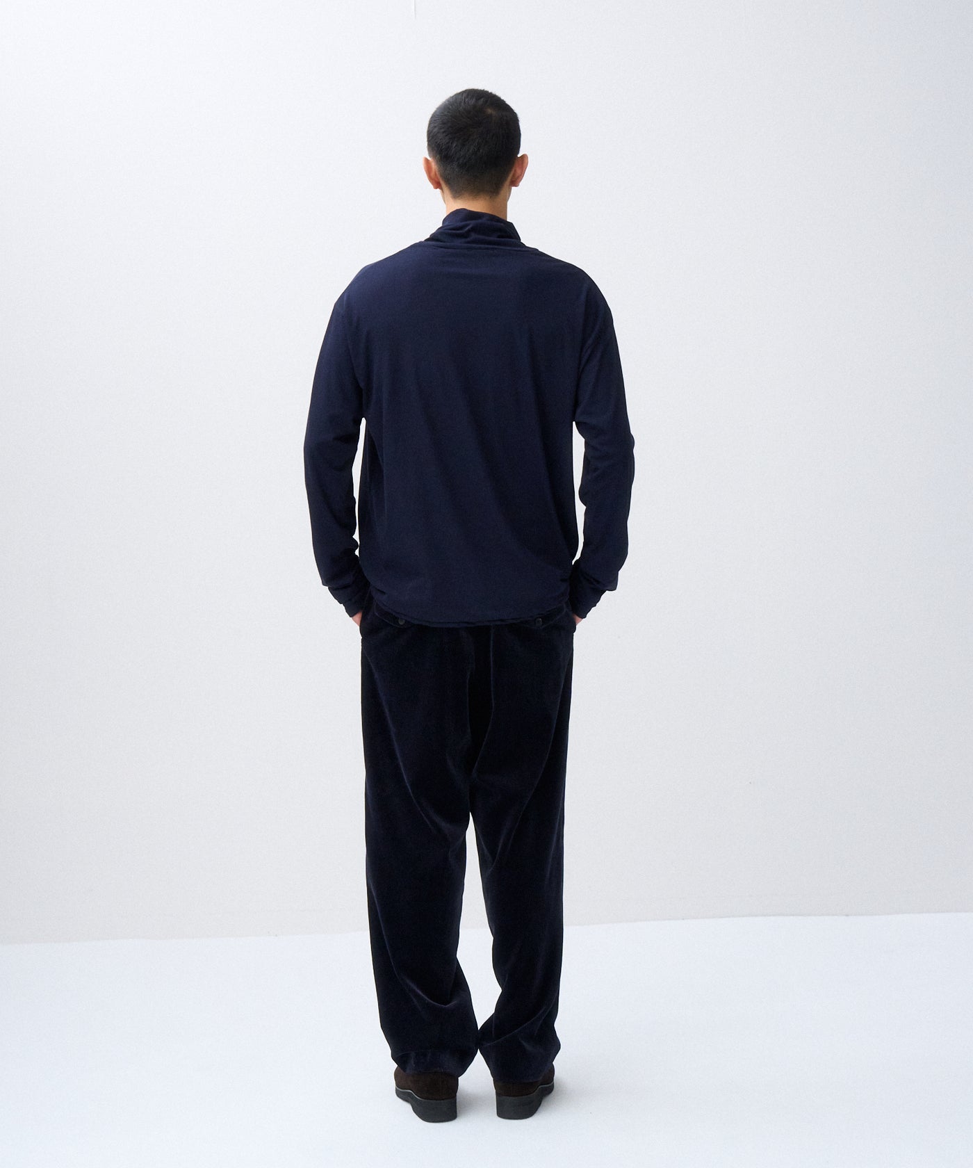 ATON FRESCA 長袖カットソー ネイビー 02 FRESCA | LAYERED TURTLE NECK PULLOVER – ATON | エイトン