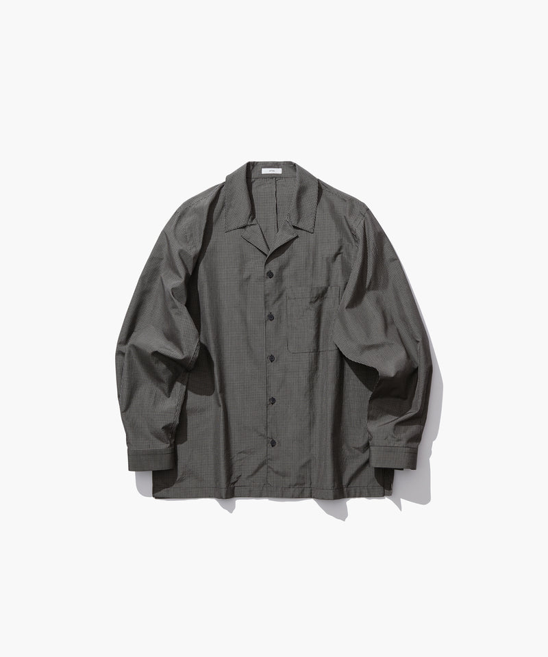 ATON シルクシャツ　チャコールグレー FINE SILK TAFTA | OPEN COLLAR SHIRT – ATON | エイトン
