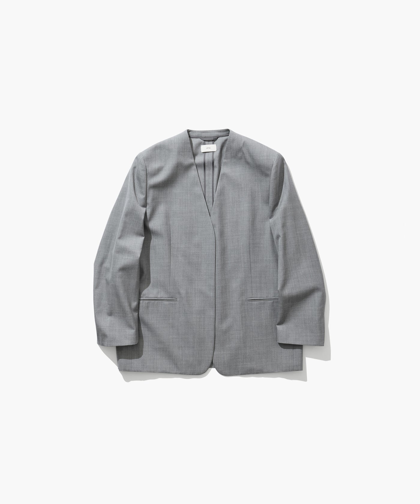WOOL SILK TWILL | COLLARLESS JACKET – ATON | エイトン