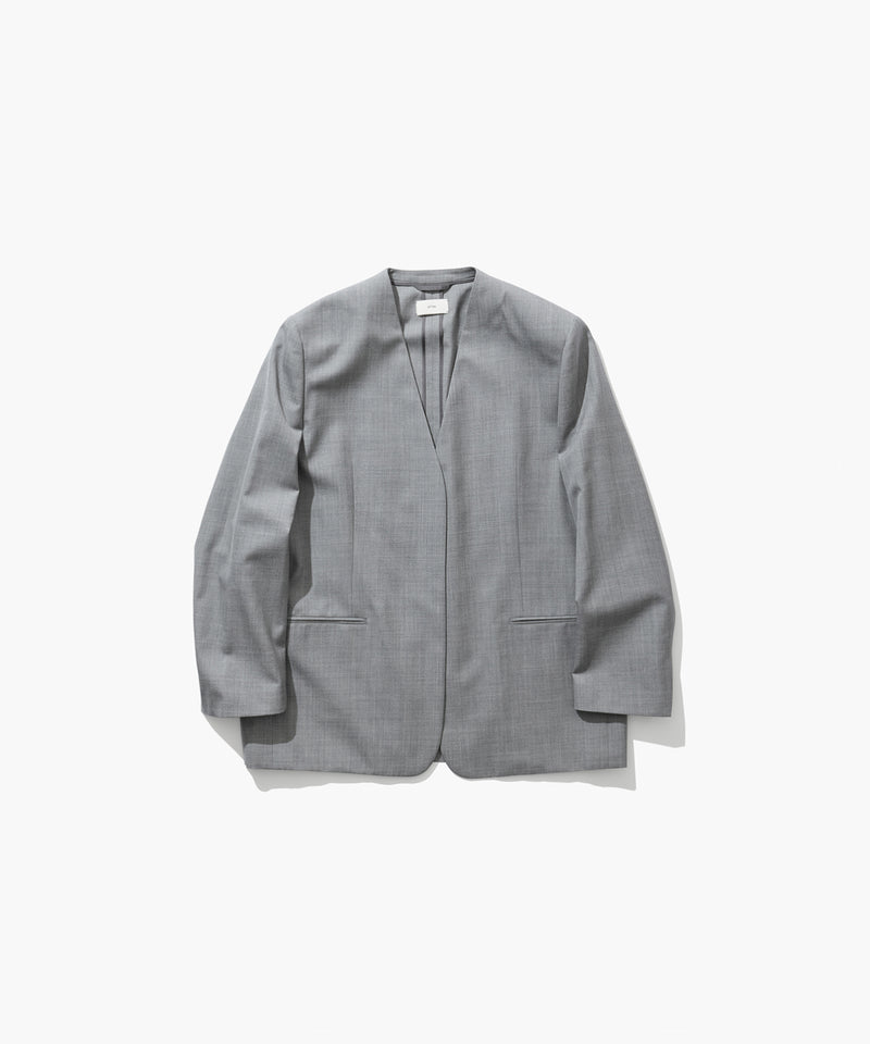 WOOL SILK TWILL | COLLARLESS JACKET – ATON | エイトン