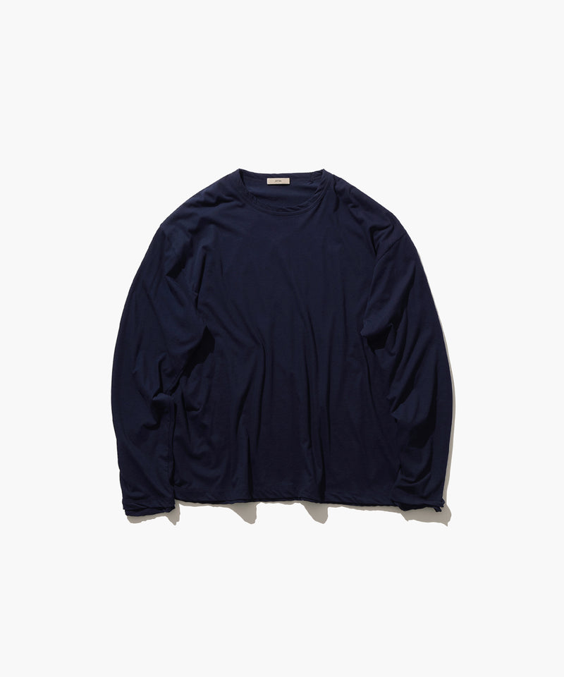 ATON FRESCA 長袖カットソー ネイビー 02 FRESCA | LAYERED CREW NECK PULLOVER – ATON | エイトン