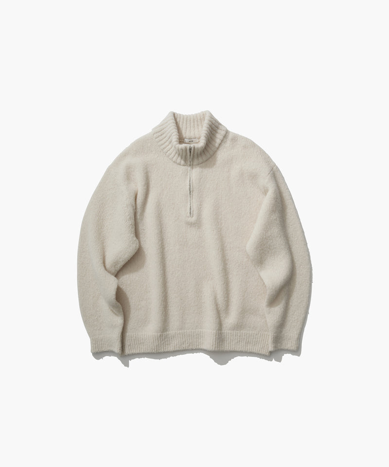 WOOL CASHMERE BOUCLE | HALF ZIP SWEATER