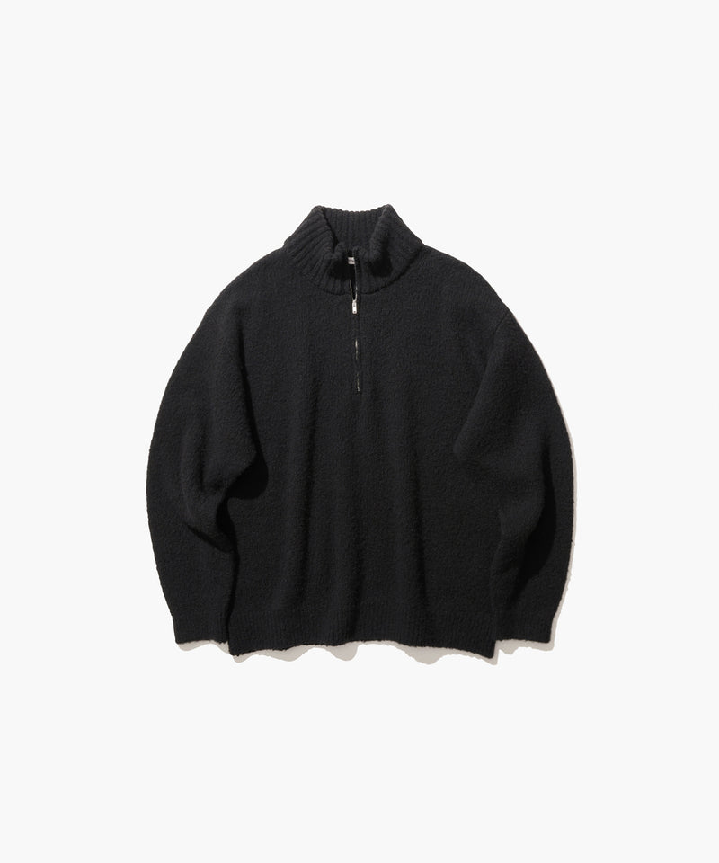 WOOL CASHMERE BOUCLE | HALF ZIP SWEATER