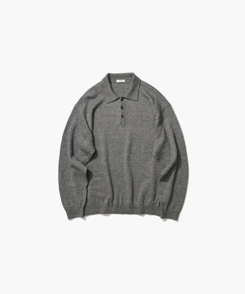 LINEN WOOL TOP | POLO SWEATER