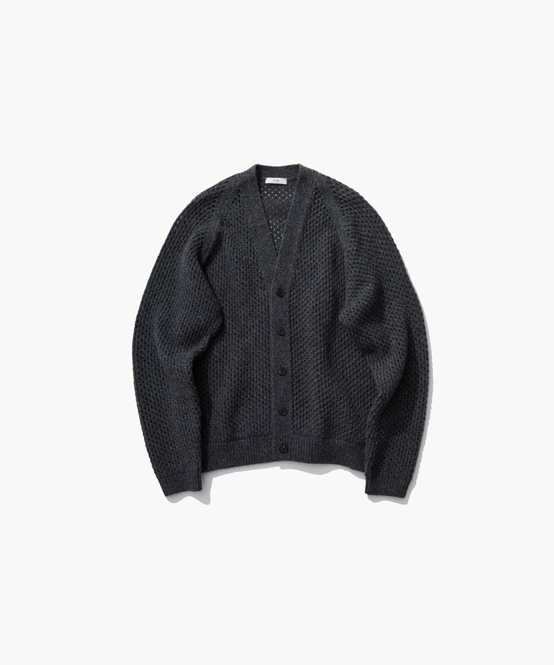 WOOL CASHMERE ALPACA | MESH V-NECK CARDIGAN