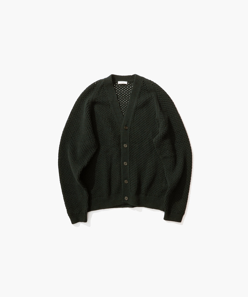 WOOL CASHMERE ALPACA | MESH V-NECK CARDIGAN