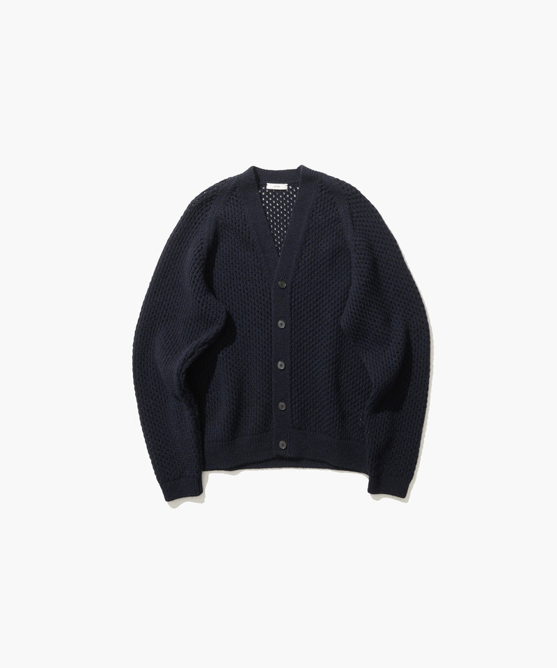 WOOL CASHMERE ALPACA | MESH V-NECK CARDIGAN