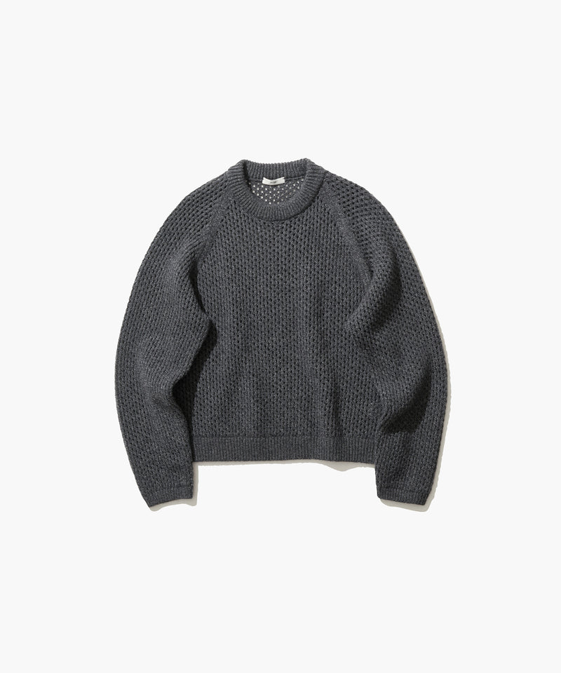 WOOL CASHMERE ALPACA | MESH CREWNECK SWEATER