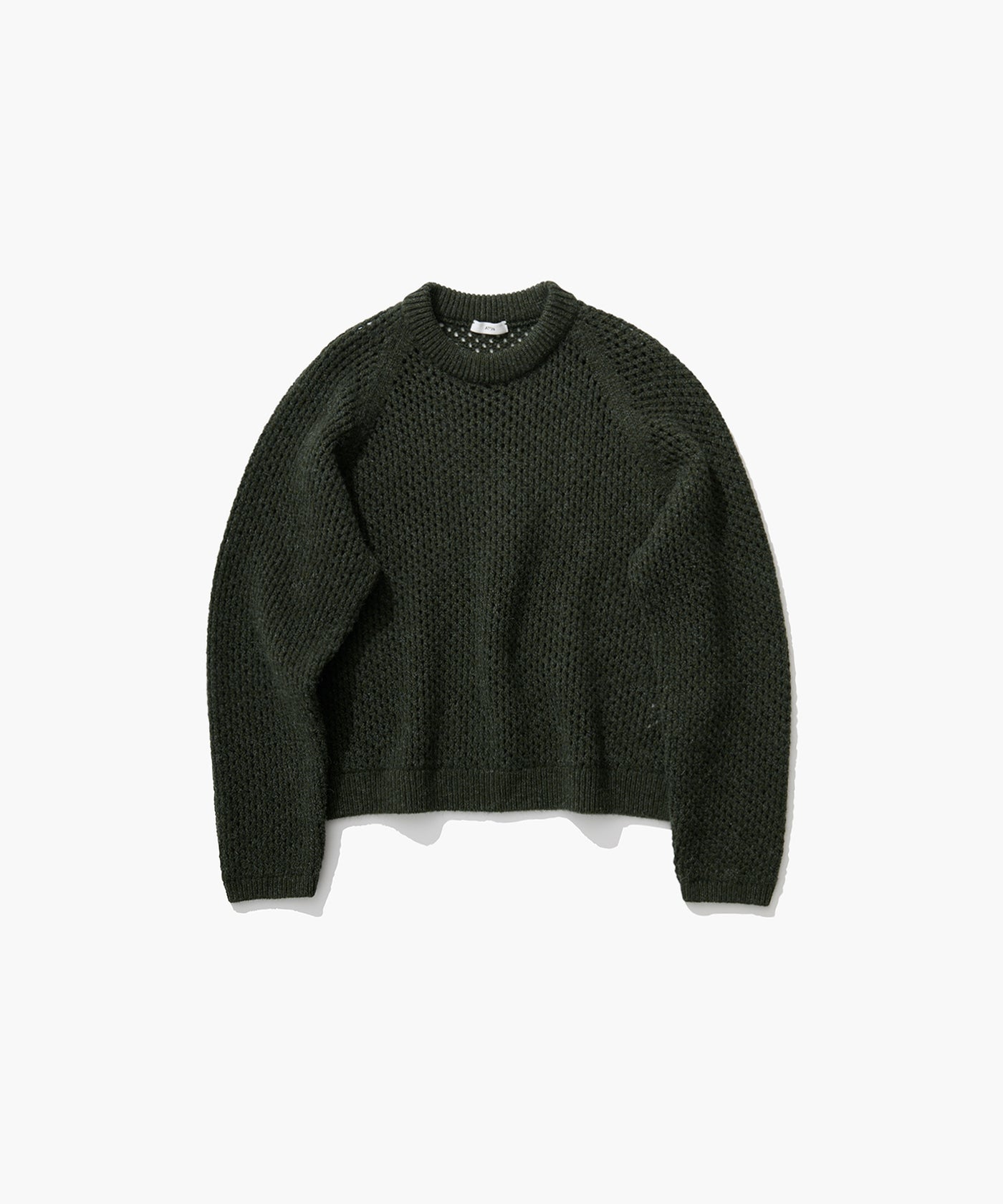 WOOL CASHMERE ALPACA | MESH CREWNECK SWEATER – ATON | エイトン