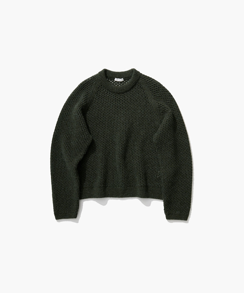 WOOL CASHMERE ALPACA | MESH CREWNECK SWEATER