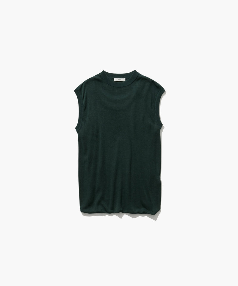 SILK BLENDED CIRCULAR RIB | FIT LAYERED TANK TOP – ATON | エイトン