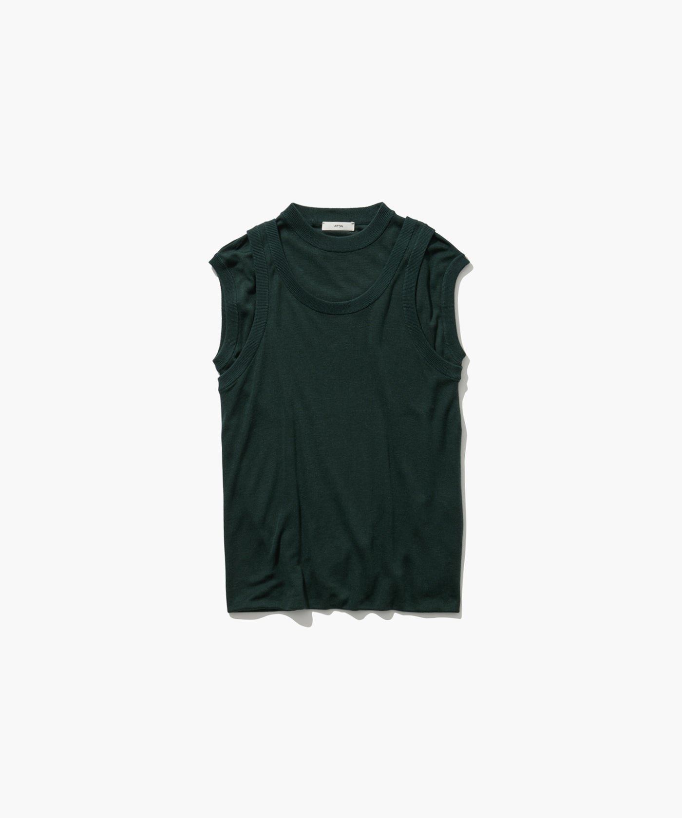 SILK BLENDED CIRCULAR RIB | FIT LAYERED TANK TOP – ATON | エイトン