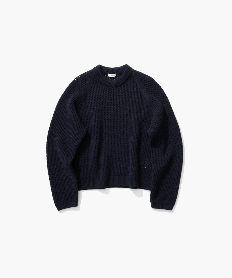 WOOL CASHMERE ALPACA | MESH CREWNECK SWEATER