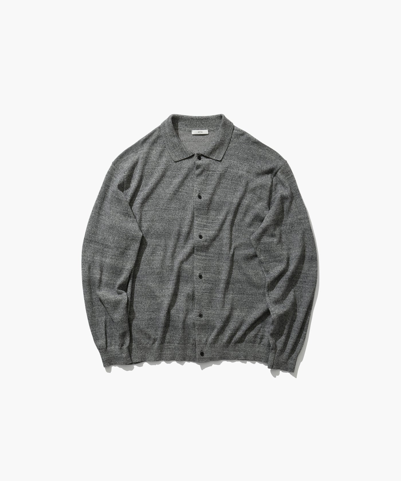 【ATON】RAMIE WOOL ポロニットカーディガン COTTON WASHI BOUCLE | POLO CARDIGAN – ATON | エイトン