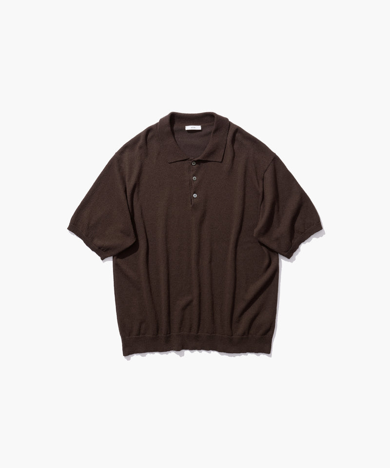 COTTON WASHI BOUCLE | HALF SLEEVE POLO SWEATER – ATON | エイトン