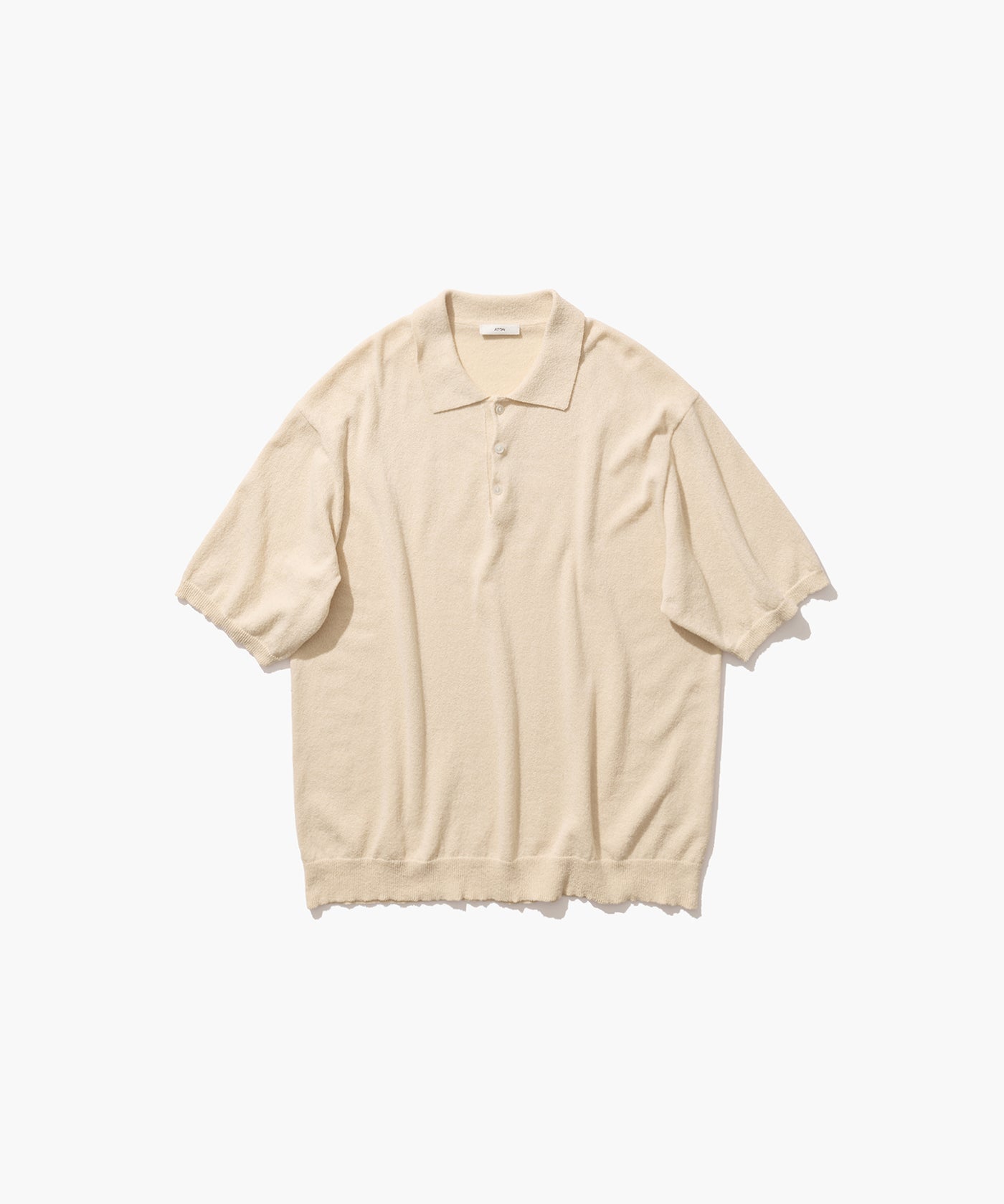 COTTON WASHI BOUCLE | HALF SLEEVE POLO SWEATER – ATON | エイトン