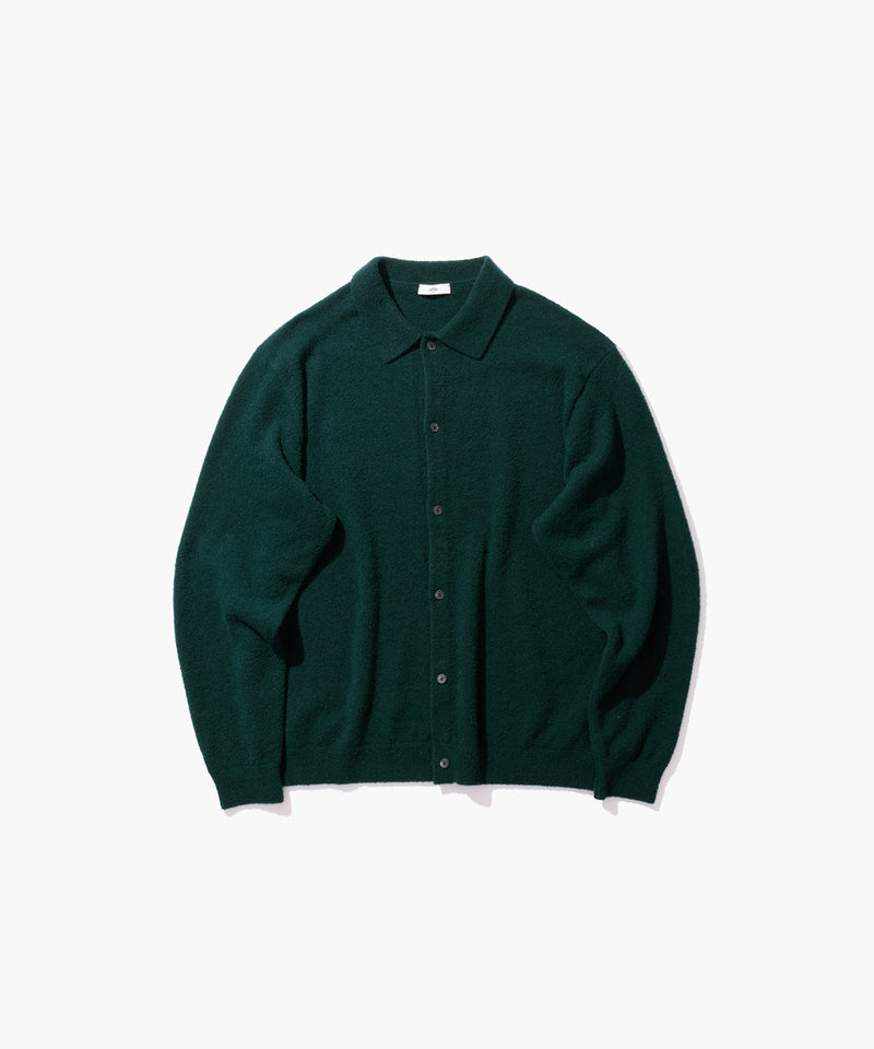 【新品】ATON カーディガン　dark green 04(M) WOOL MINI BOUCLE | POLO CARDIGAN – ATON | エイトン