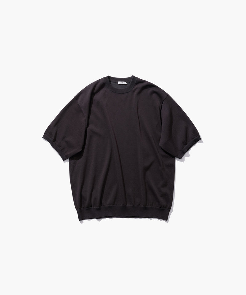 COTTON WASHI KNIT | HALF SLEEVE CREW NECK SWEATER – ATON | エイトン