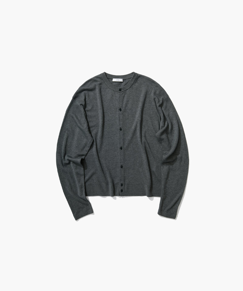 GARMENT DYED CASHMERE SILK | CREWNECK CARDIGAN